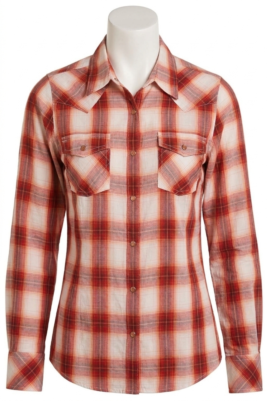 NEW ARIAT women's tulsa long sleeve snap shirt in red plaid